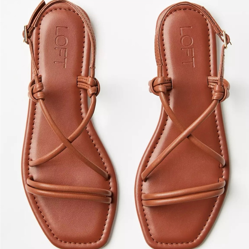 LOFT Women's Cognac Skinny Strappy Sandals